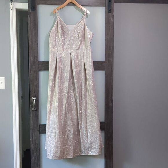 Crystal Doll sparkle a-line deep v neck formal dress size 23 - Picture 1 of 9